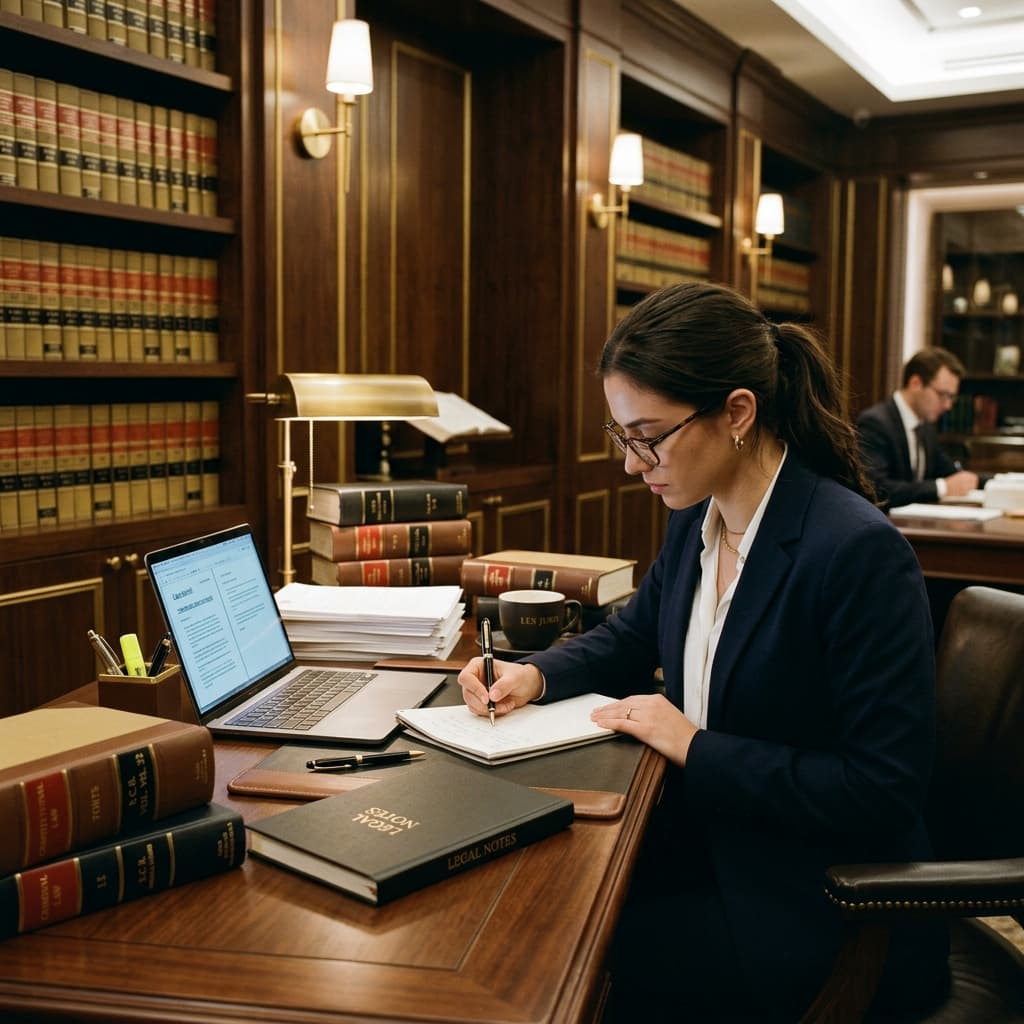 Lawyer studying